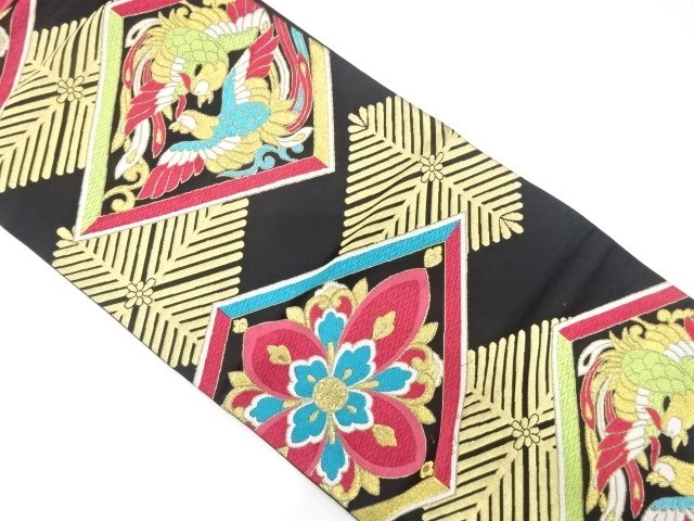 JAPANESE KIMONO / ANTIQUE FUKURO OBI / WOVEN FLOWER